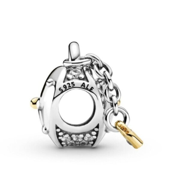 Pandora Silver and Gold Heart Lock Bracelet Charm - Picture 3 of 3